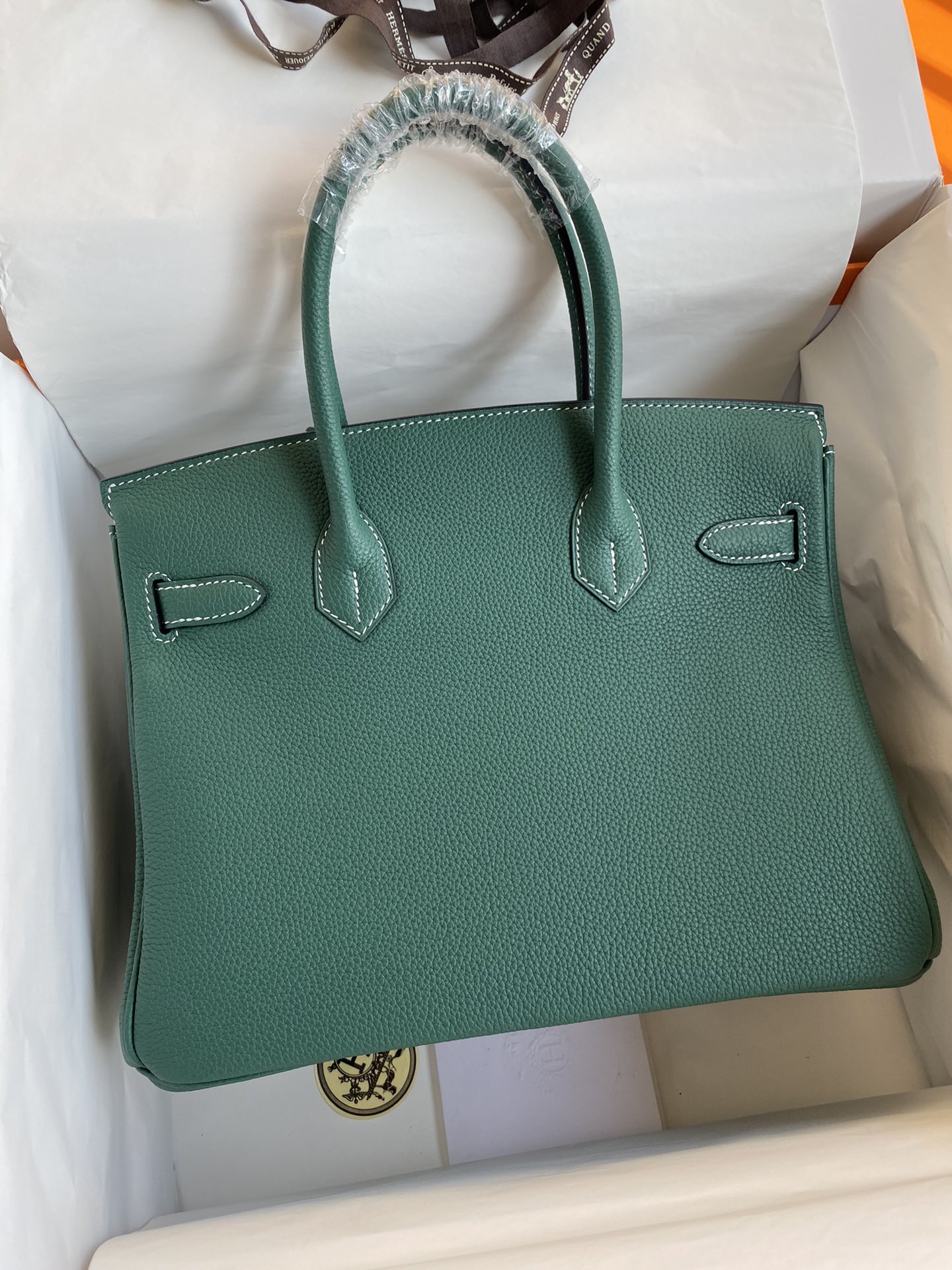 Hermes Birkin 30CM Togo Leather Handbag Malachite